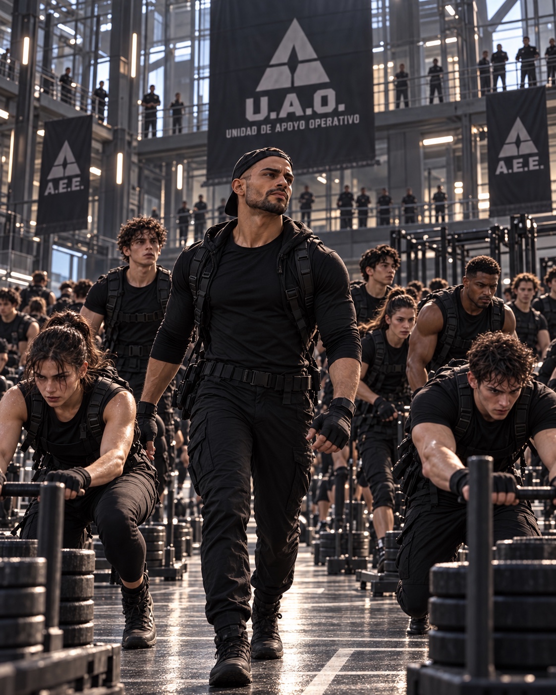 Daniel takes part in the U.A.O. physical selection tests alongside other candidates.